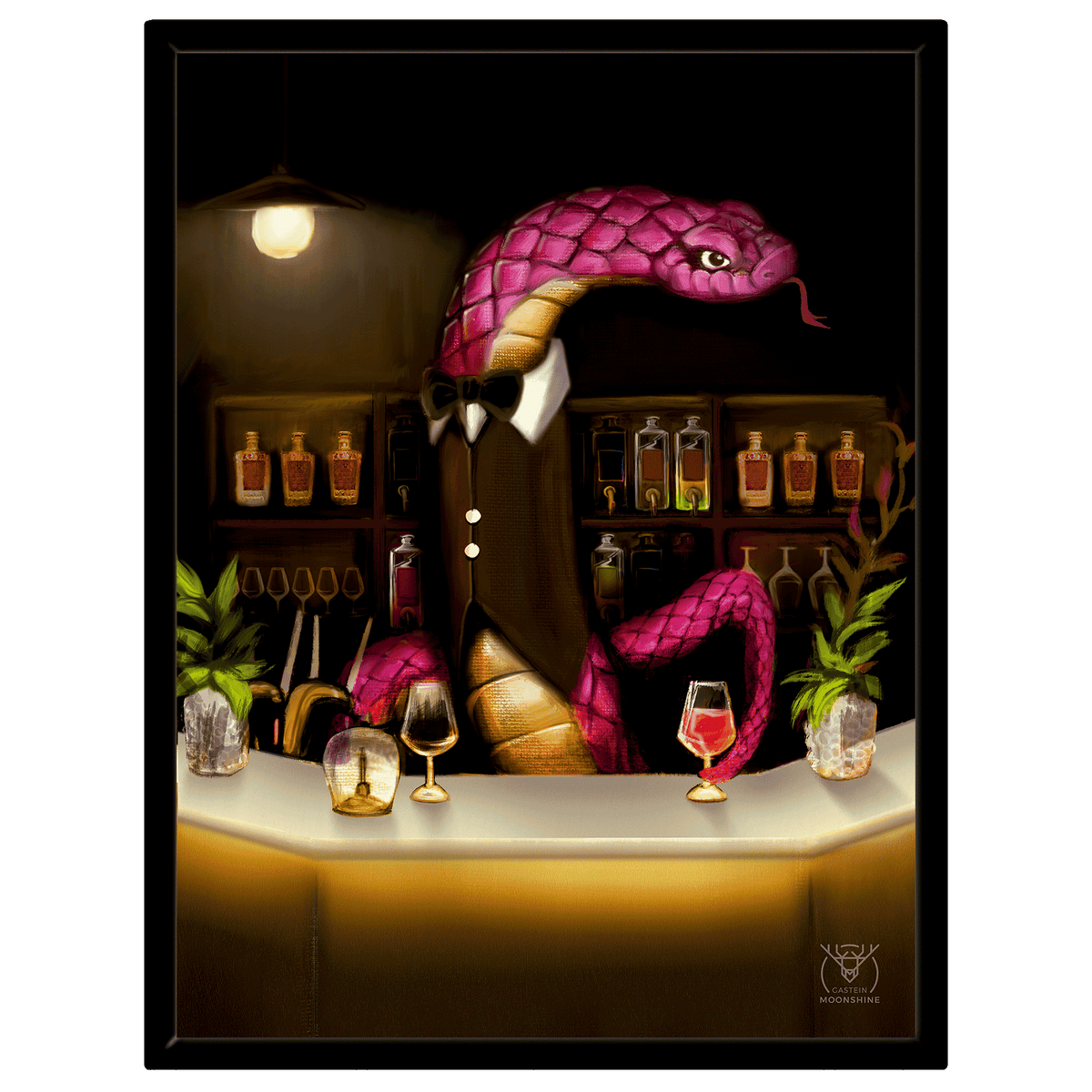 Albert der Barkeeper – Bad Gastein Snake Bar Porträt | Alpine Charakter Leinwand Wandkunst