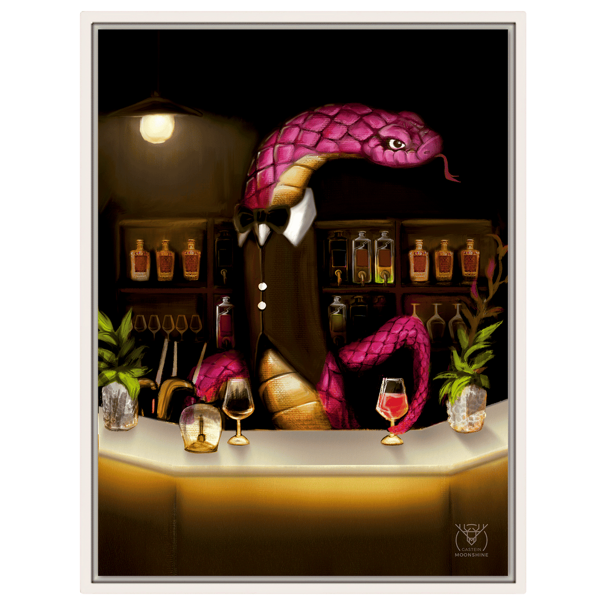 Albert der Barkeeper – Bad Gastein Snake Bar Porträt | Alpine Charakter Leinwand Wandkunst