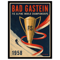 Bad Gastein 1958 FIS Ski-Weltmeisterschaften Poster – Vintage Alpiner Skitrophäen-Druck | Österreich Sportkunst