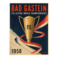 Bad Gastein 1958 FIS Weltmeisterschaften Poster – Original Alpiner Skitrophäen-Druck | Österreich Sportposter