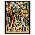 Kubistisches Ski-Poster Bad Gastein – Art Deco Österreich Reiseposter