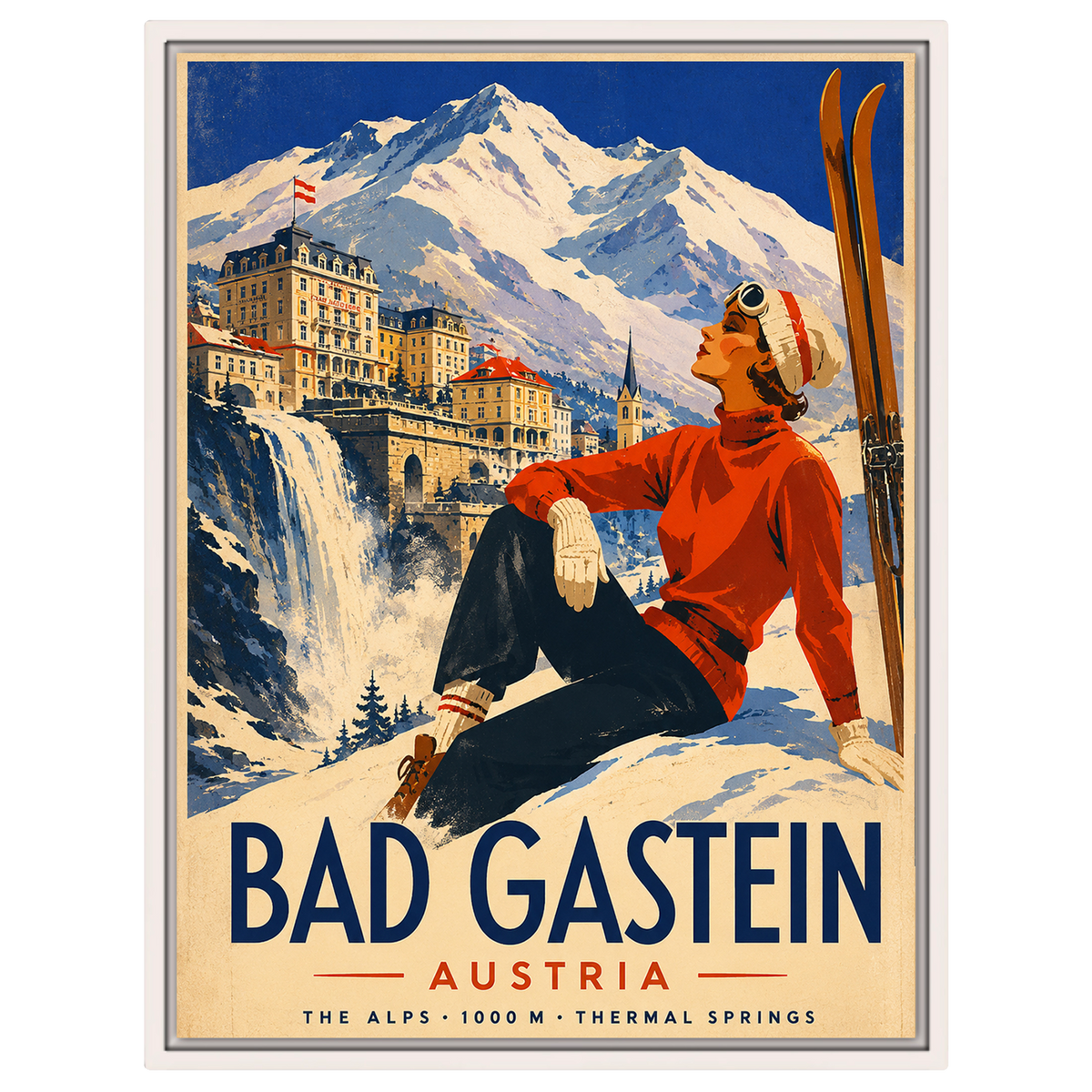 Bad Gastein Thermal Springs – Vintage Glamour Ski Poster | Austria Alps Travel Art Print