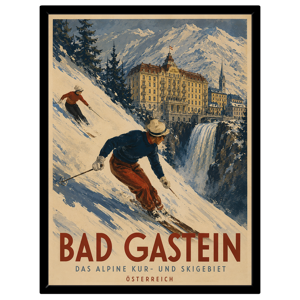 Bad Gastein Vintage Ski-Poster – Österreich Reise-Kunstdruck | Retro Alpen Wandbild
