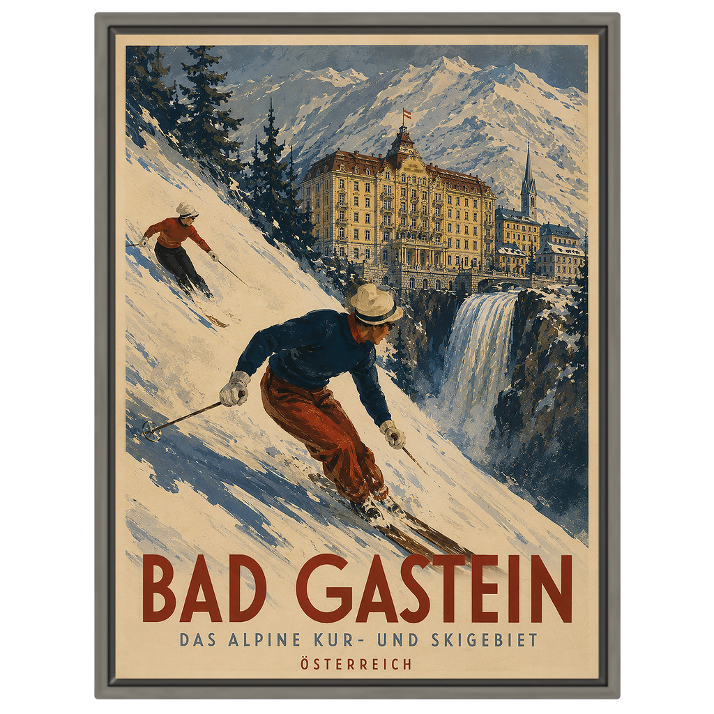 Bad Gastein Vintage Ski-Poster – Österreich Reise-Kunstdruck | Retro Alpen Wandbild