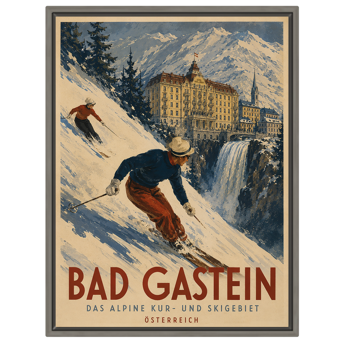 Bad Gastein Vintage Ski-Poster – Österreich Reise-Kunstdruck | Retro Alpen Wandbild