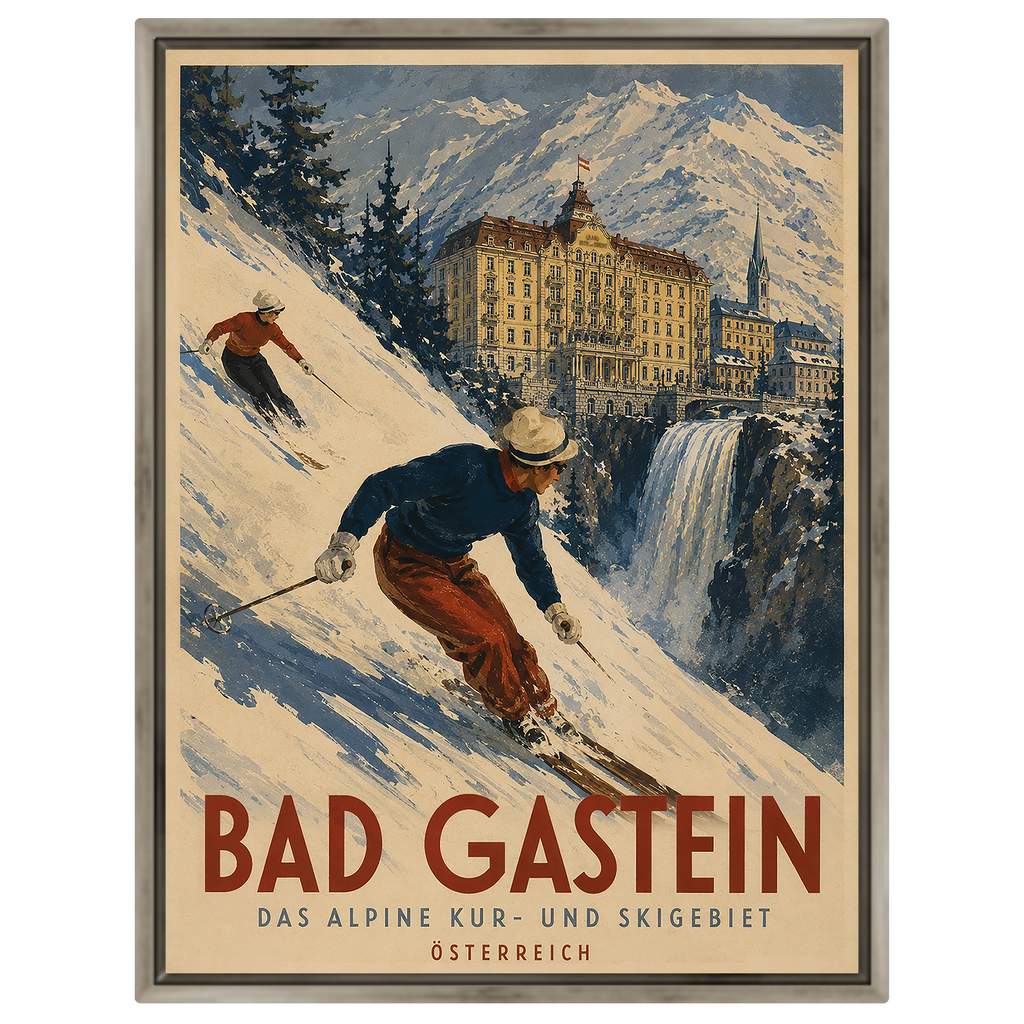 Bad Gastein Vintage Ski-Poster – Österreich Reise-Kunstdruck | Retro Alpen Wandbild