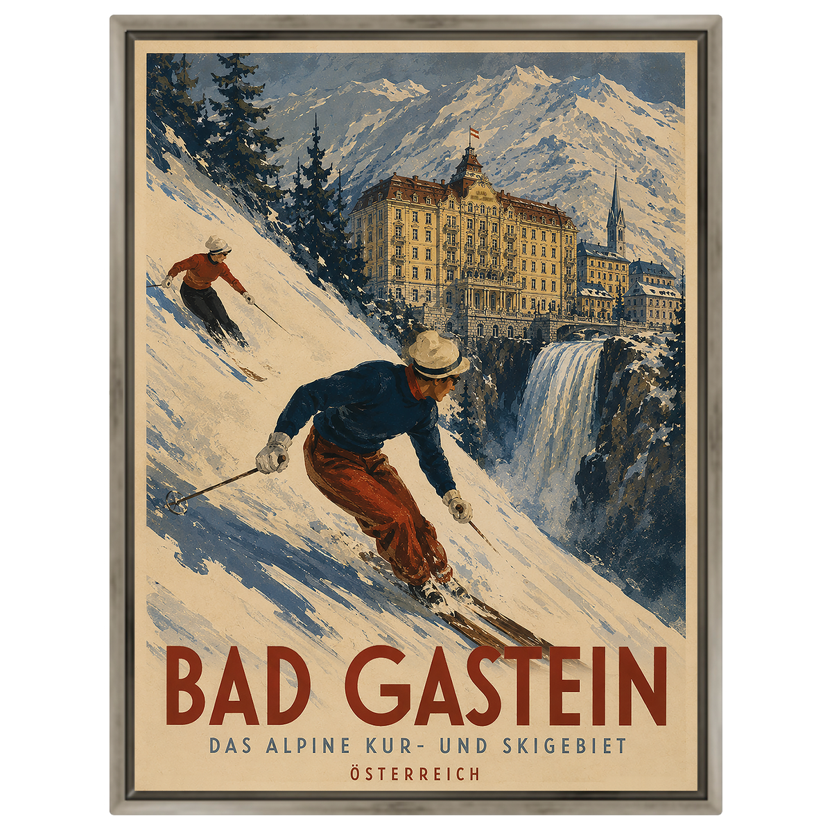 Bad Gastein Vintage Ski-Poster – Österreich Reise-Kunstdruck | Retro Alpen Wandbild