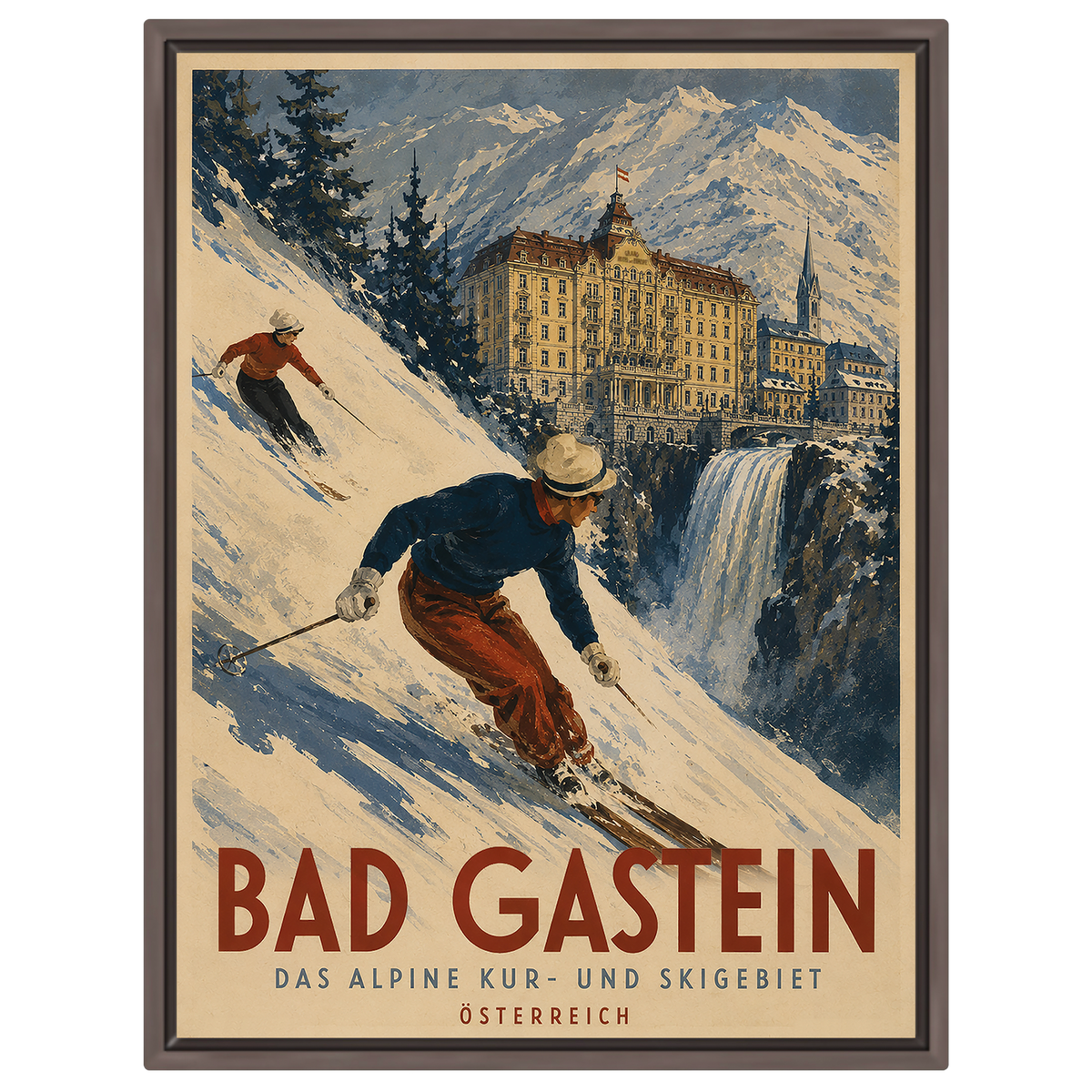 Bad Gastein Vintage Ski-Poster – Österreich Reise-Kunstdruck | Retro Alpen Wandbild