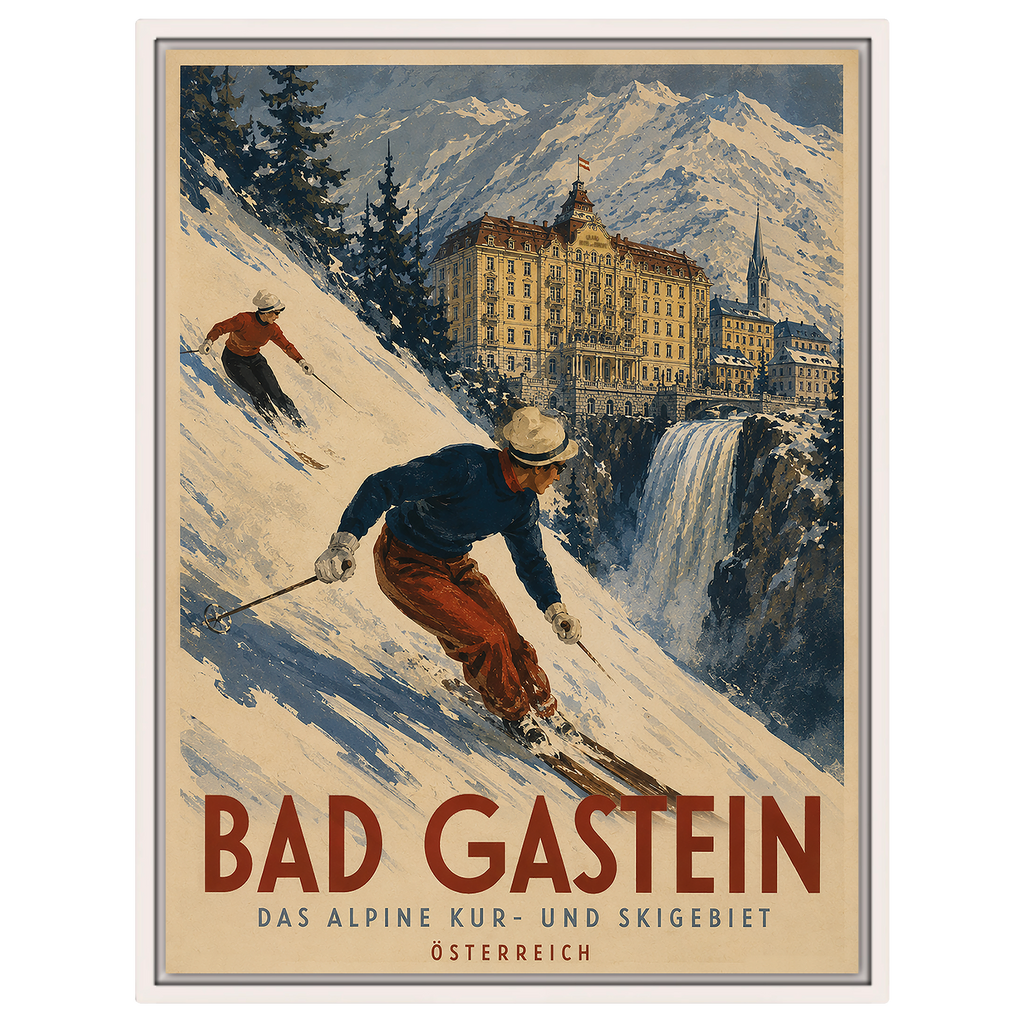 Bad Gastein Vintage Ski-Poster – Österreich Reise-Kunstdruck | Retro Alpen Wandbild