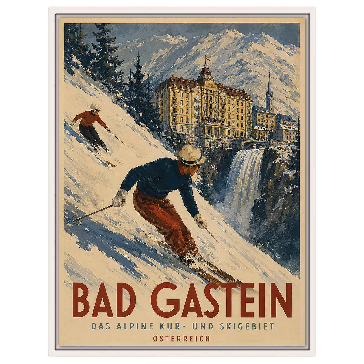 Bad Gastein Vintage Ski-Poster – Österreich Reise-Kunstdruck | Retro Alpen Wandbild