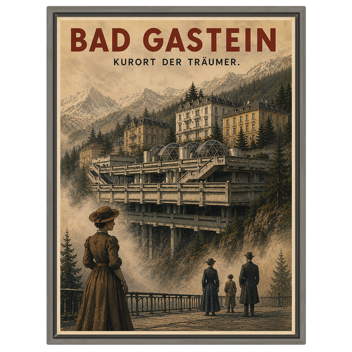 Bad Gastein "Kurort der Träumer" – Vintage Brutalist Architecture Poster | Austria Art Print