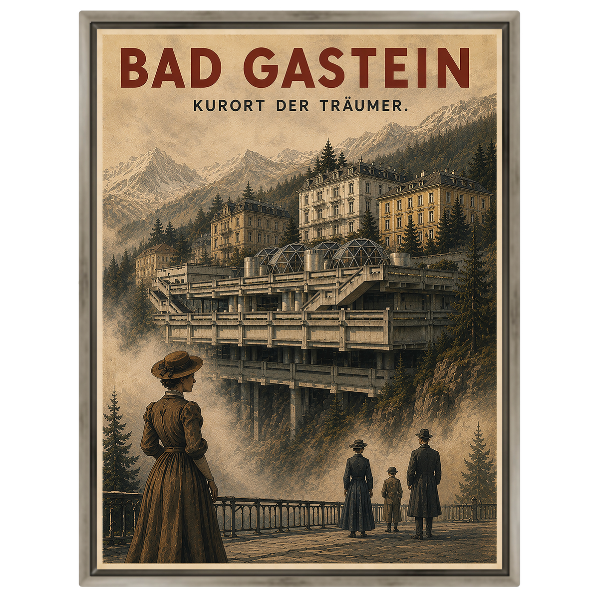 Bad Gastein "Kurort der Träumer" – Vintage Brutalist Architecture Poster | Austria Art Print