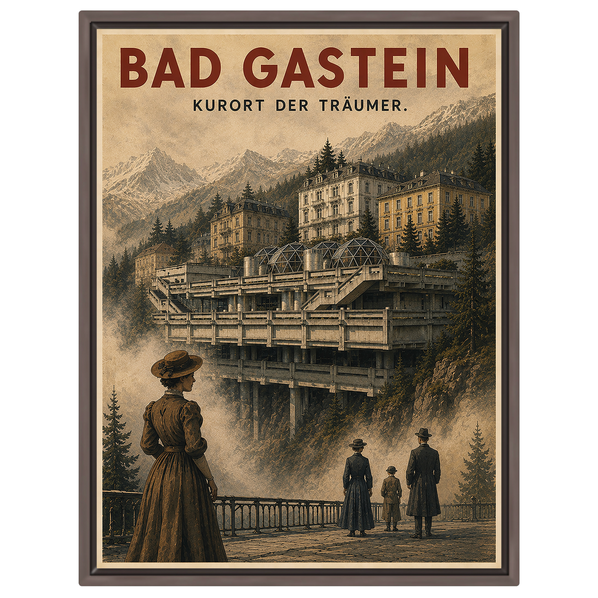 Bad Gastein "Kurort der Träumer" – Vintage Brutalist Architecture Poster | Austria Art Print