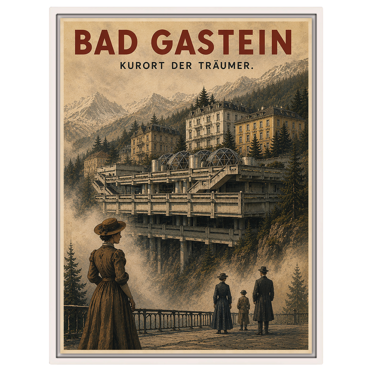 Bad Gastein "Kurort der Träumer" – Vintage Brutalist Architecture Poster | Austria Art Print