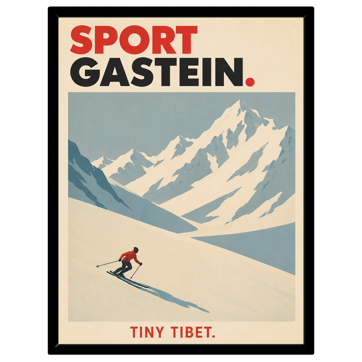 Sportgastein "Kleines Tibet" – Minimalistisches Skiposter | Österreichischer Hochalpen Freeride Kunstdruck