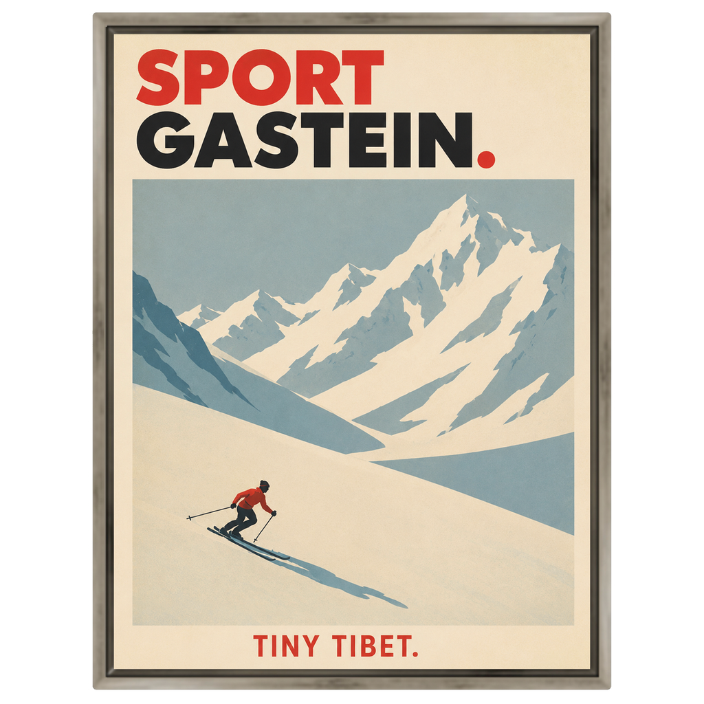 Sportgastein "Kleines Tibet" – Minimalistisches Skiposter | Österreichischer Hochalpen Freeride Kunstdruck