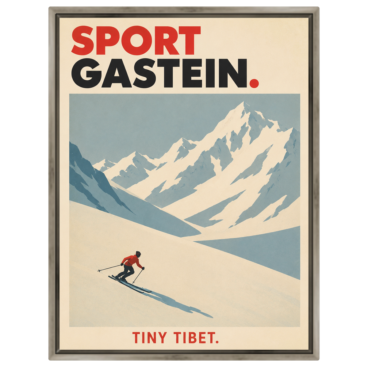 Sportgastein "Kleines Tibet" – Minimalistisches Skiposter | Österreichischer Hochalpen Freeride Kunstdruck