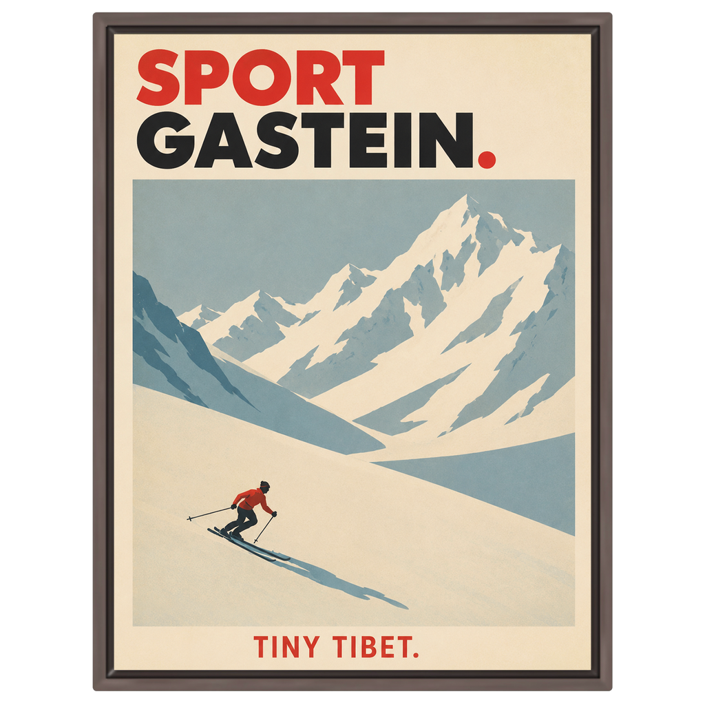 Sportgastein "Kleines Tibet" – Minimalistisches Skiposter | Österreichischer Hochalpen Freeride Kunstdruck