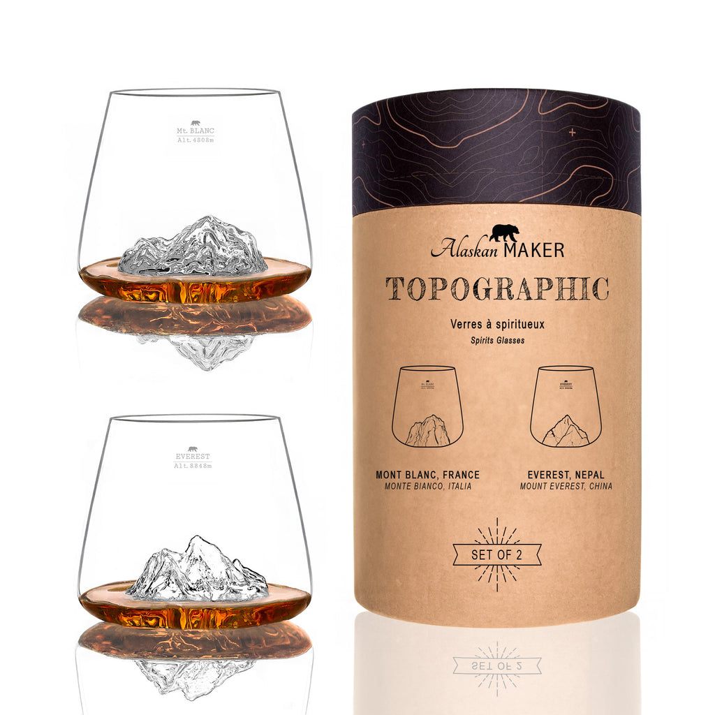 2 Spirits Glasses - Mt. Everest & Mt. Blanc