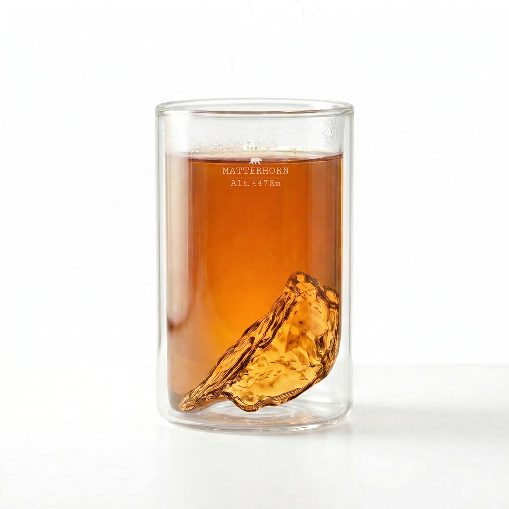 Matterhorn double wall glass — filled with tea