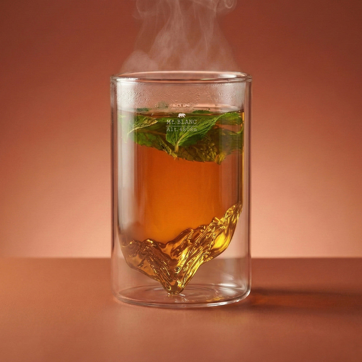Mont Blanc double wall glass — steaming tea