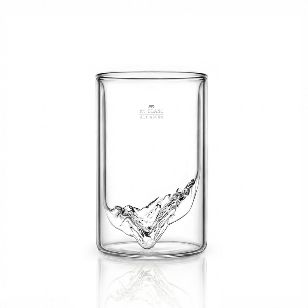 Mont Blanc double wall glass — empty on white, ridge detail