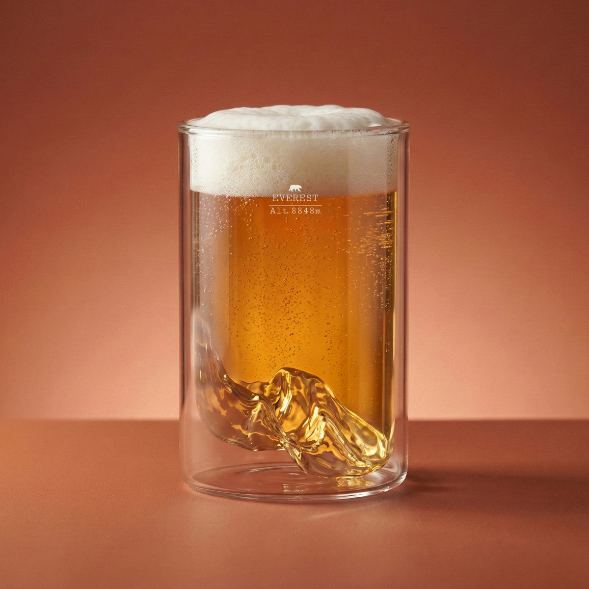 Mt. Everest double wall glass — beer with a head