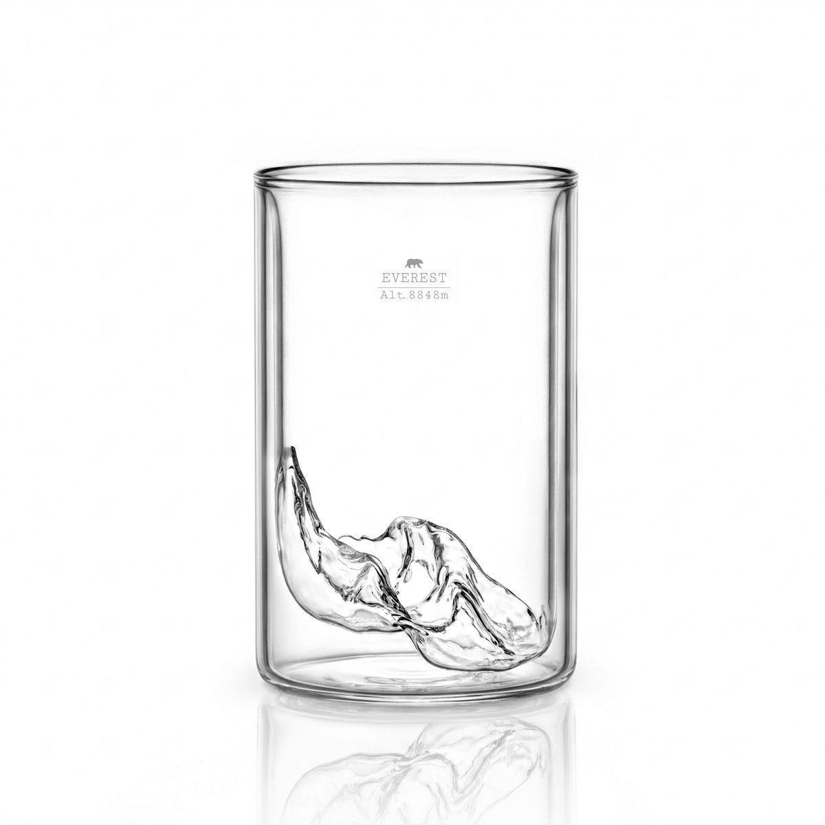 Mt. Everest double wall glass — empty on white, ridge detail
