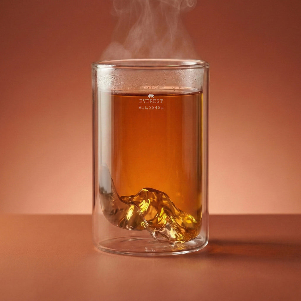 Mt. Everest double wall glass — steaming tea