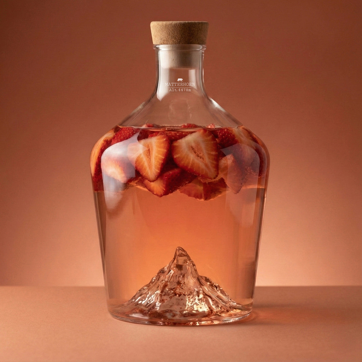 Matterhorn spirit decanter holding an infusion