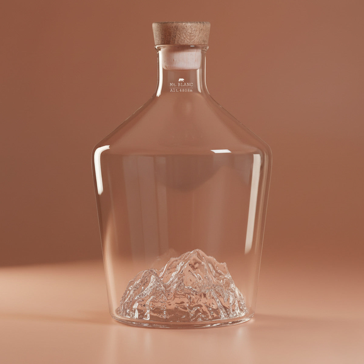 Mont Blanc spirit decanter, empty, on a warm backdrop