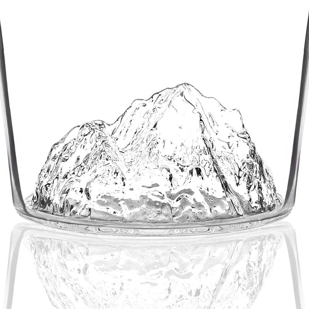 The Mont Blanc relief rising from the floor of the decanter