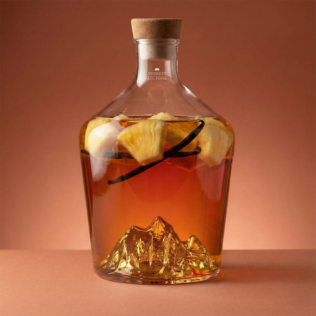 Mt. Everest spirit decanter holding an infusion