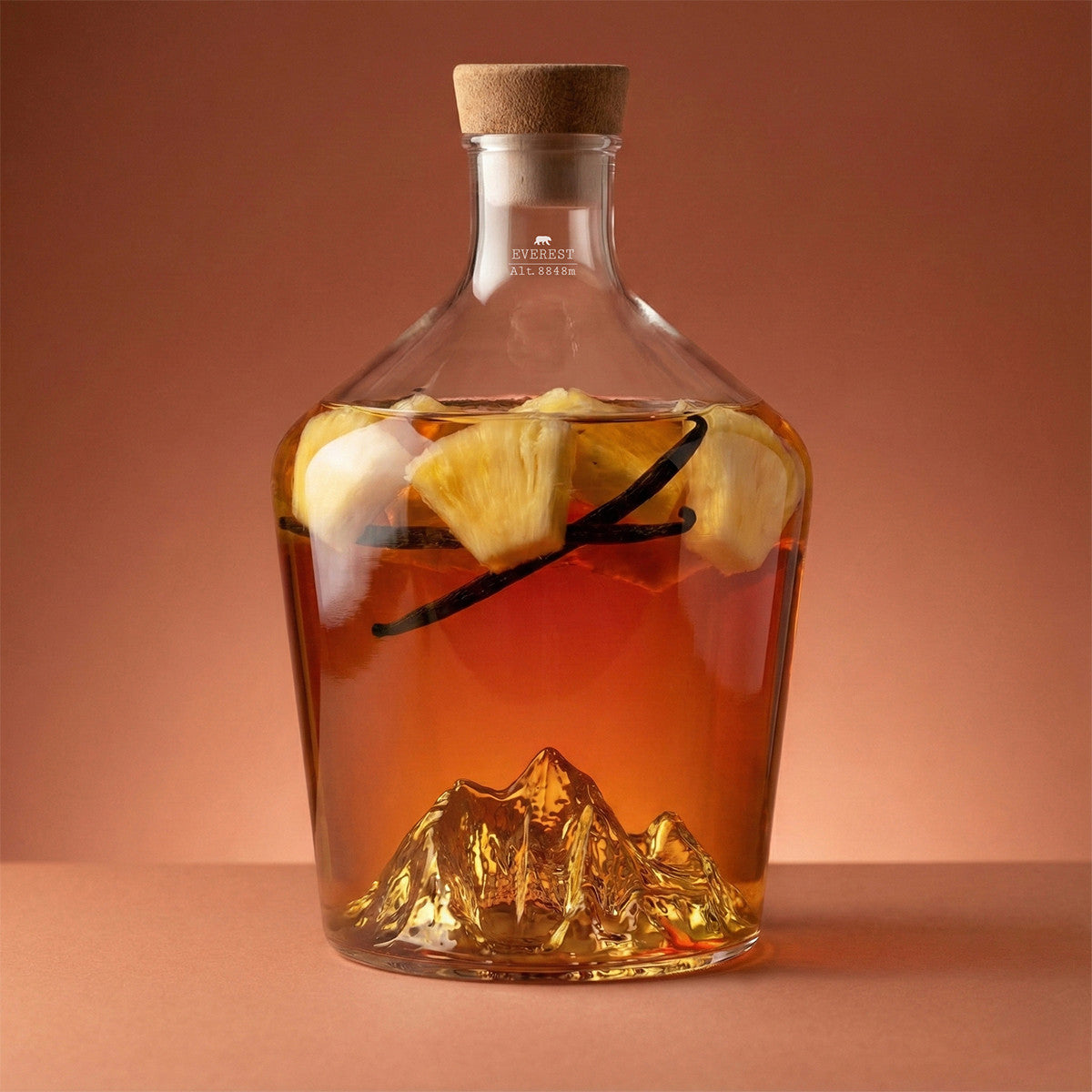 Mt. Everest spirit decanter holding an infusion