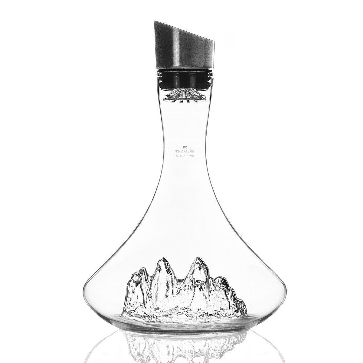 Tre Cime wine decanter, the three peaks rising from the base
