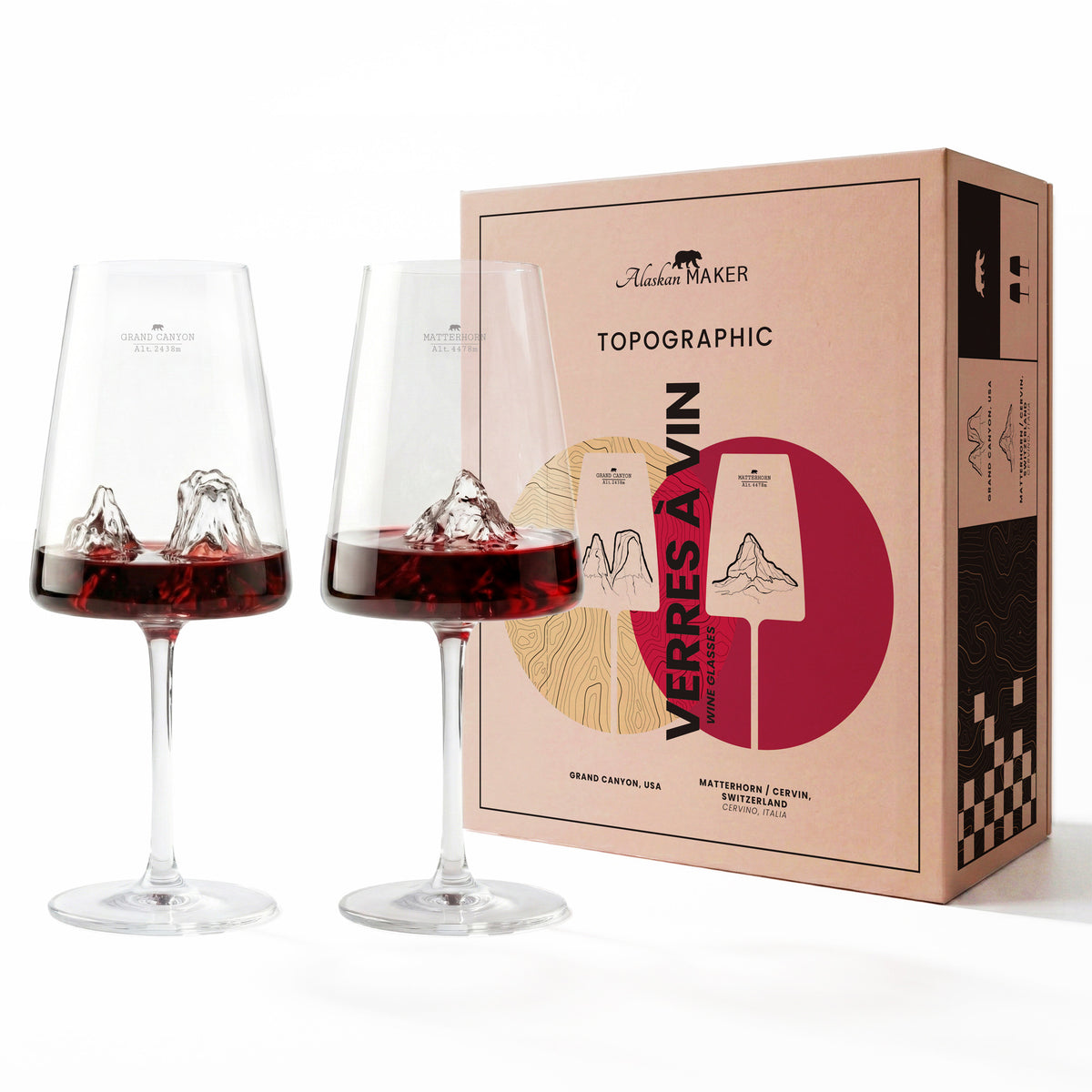 2 Wine Glasses - Grand Canyon & Matterhorn