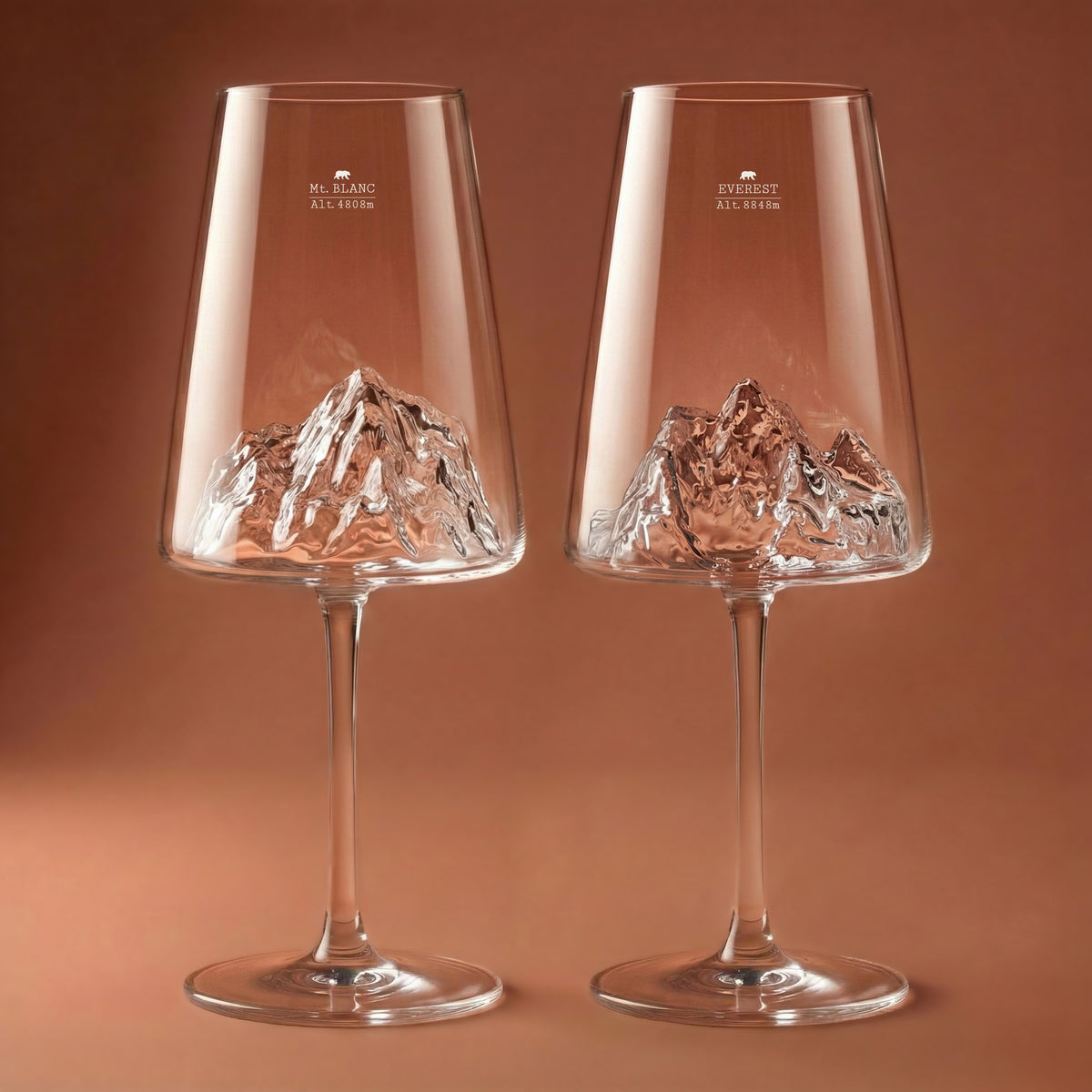 2 Wine Glasses - Mt. Blanc & Mt. Everest