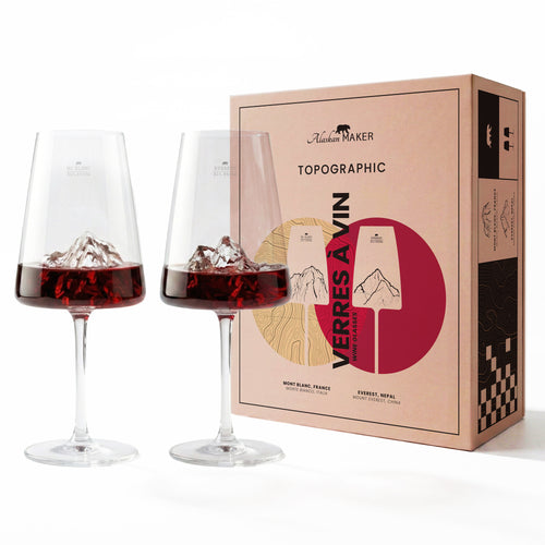 2 Wine Glasses - Mt. Blanc & Mt. Everest