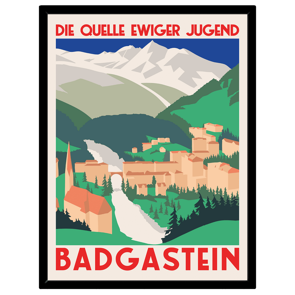 Bad Gastein "Die Quelle ewiger Jugend" – Vintage Reiseplakat auf Leinwand