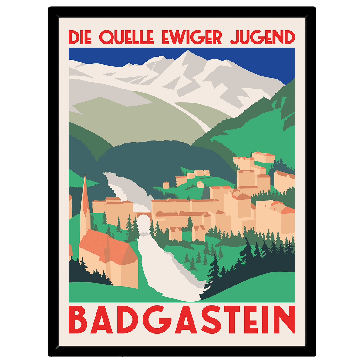 Bad Gastein "Die Quelle ewiger Jugend" – Vintage Reiseplakat auf Leinwand