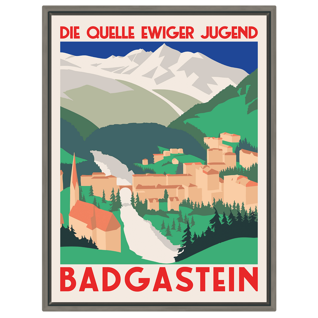 Bad Gastein "Die Quelle ewiger Jugend" – Vintage Reiseplakat auf Leinwand