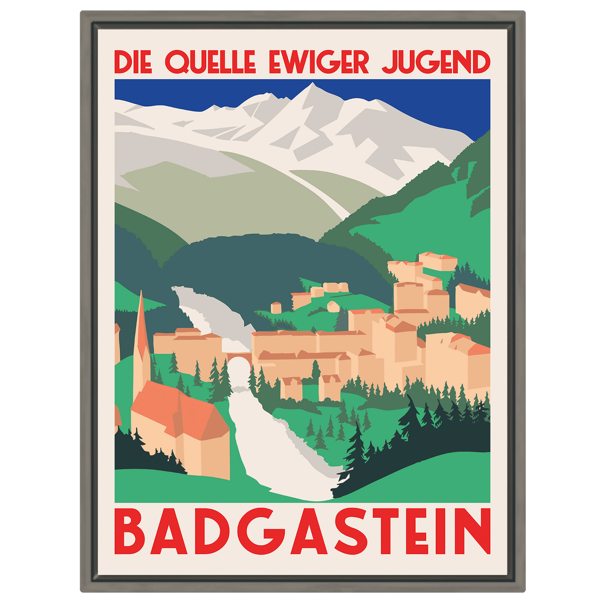 Bad Gastein "Die Quelle ewiger Jugend" – Vintage Reiseplakat auf Leinwand