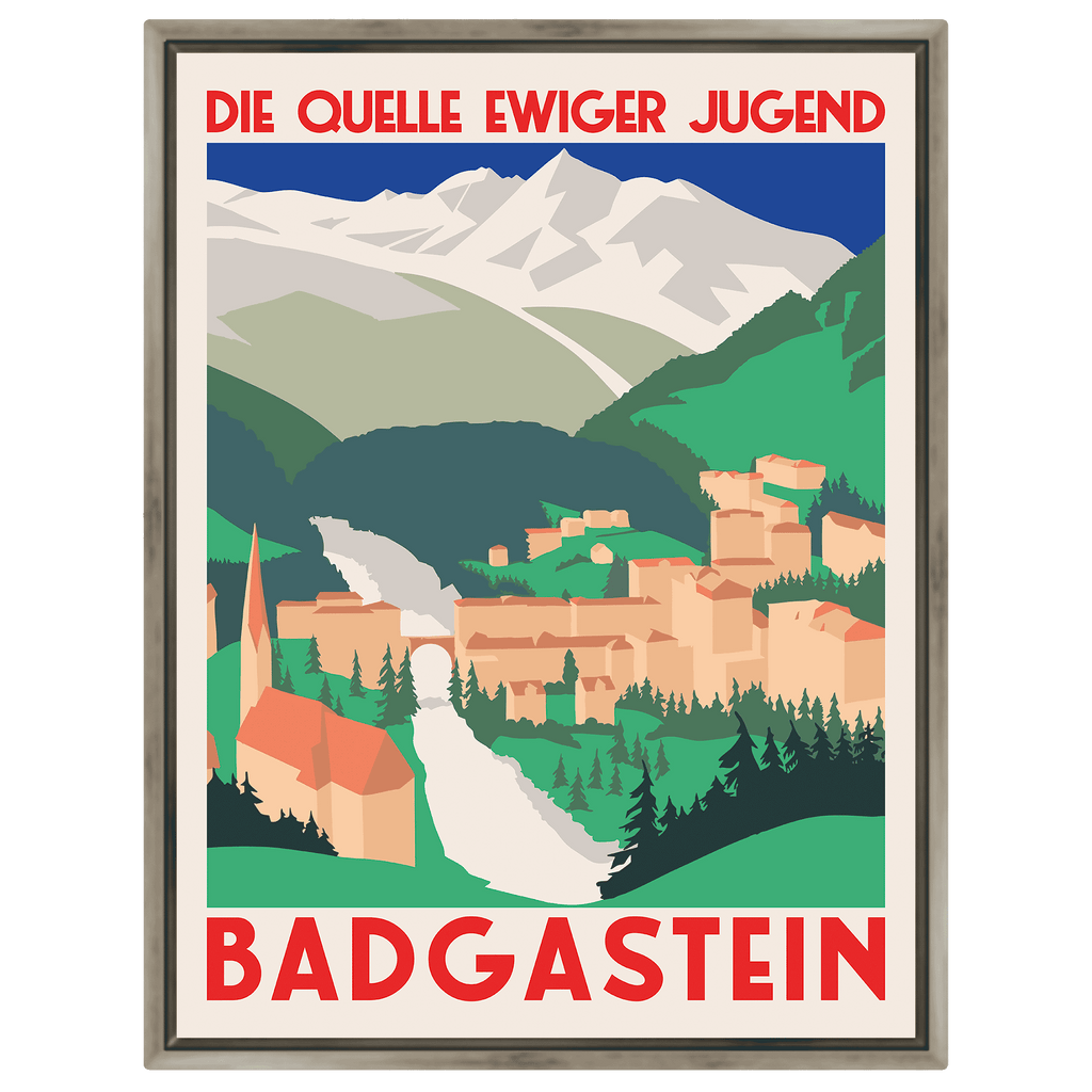 Bad Gastein "Die Quelle ewiger Jugend" – Vintage Reiseplakat auf Leinwand