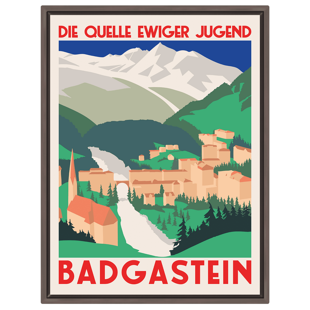 Bad Gastein "Die Quelle ewiger Jugend" – Vintage Reiseplakat auf Leinwand