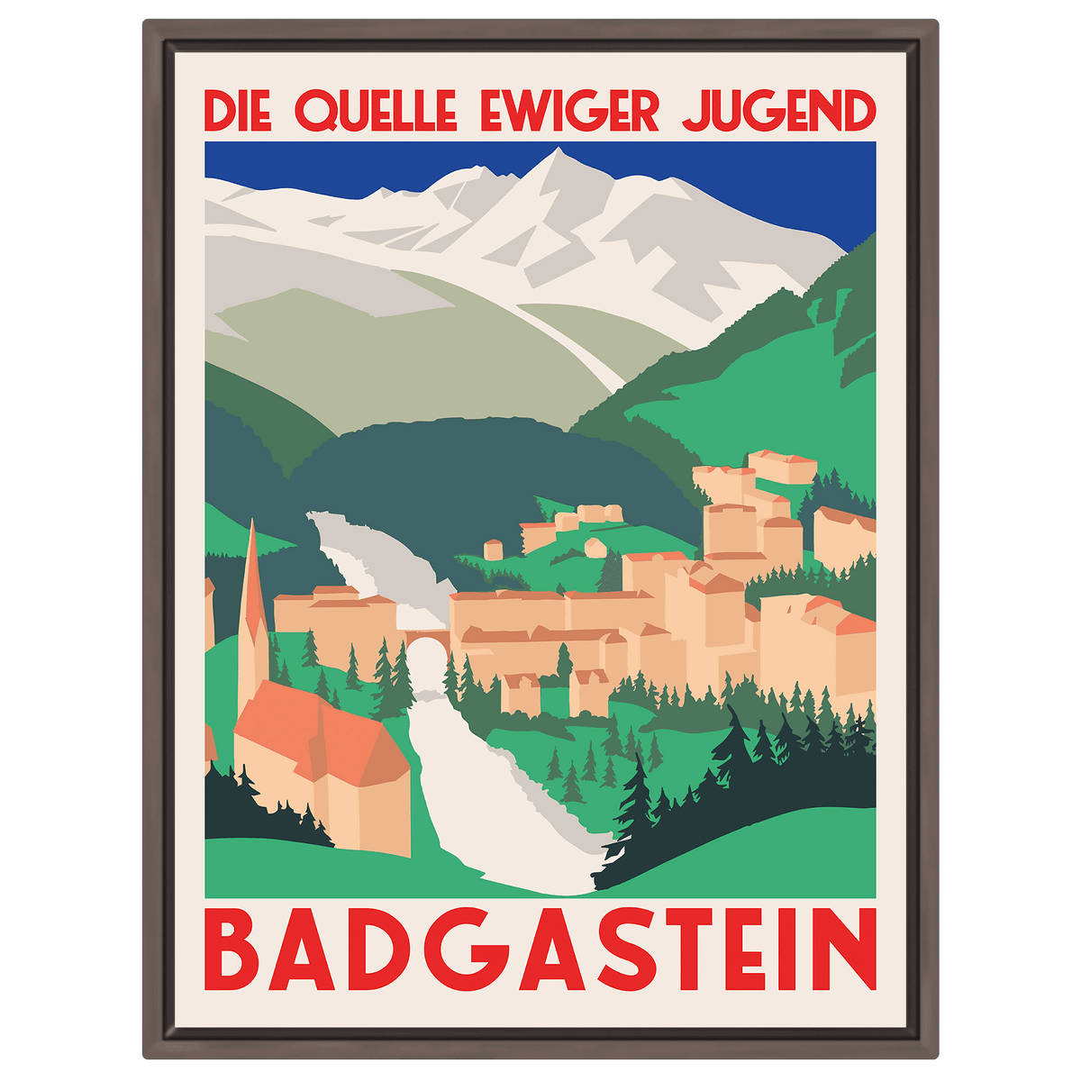 Bad Gastein "Die Quelle ewiger Jugend" – Vintage Reiseplakat auf Leinwand
