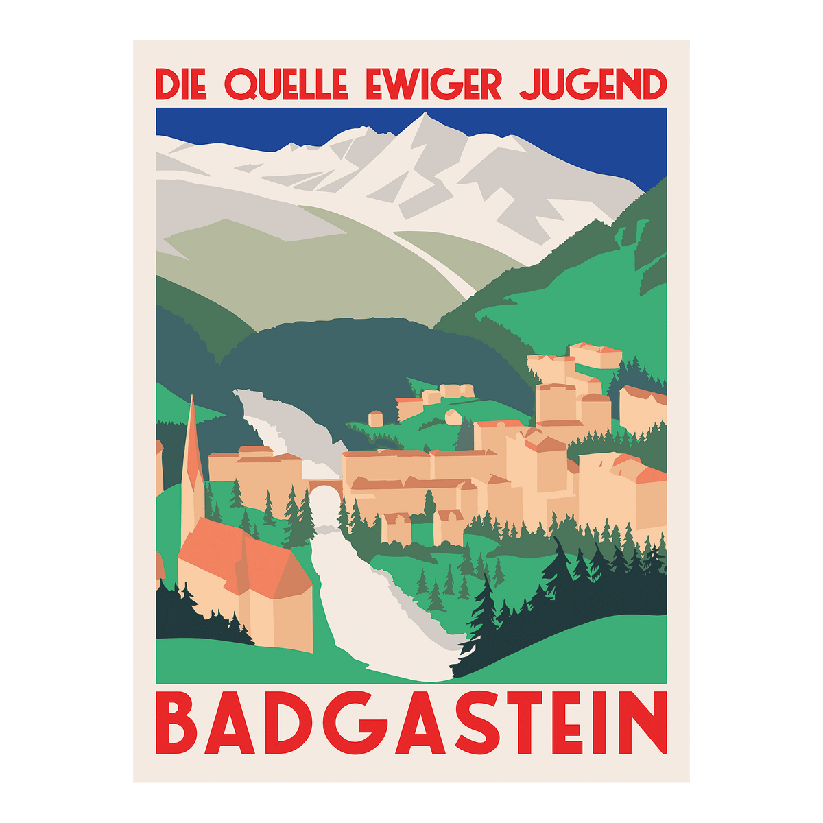 Bad Gastein „Die Quelle ewiger Jugend“ – Originales Reiseplakat