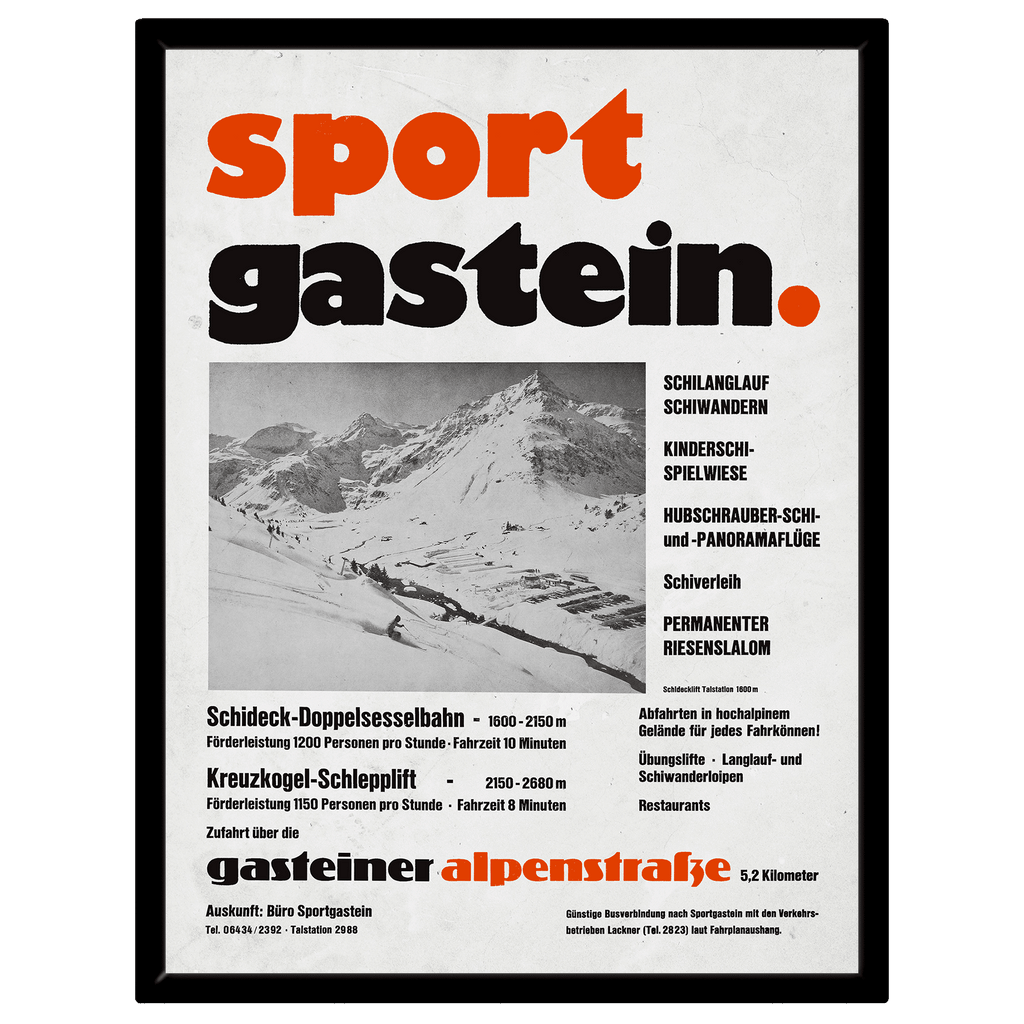 Sport Gastein – Retro 1970er Ski-Poster Leinwand