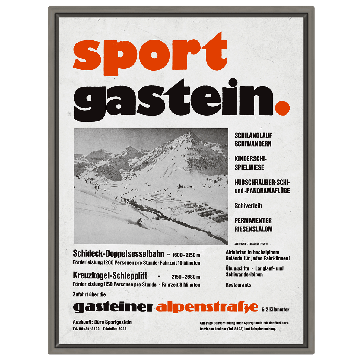 Sport Gastein – Retro 1970er Ski-Poster Leinwand