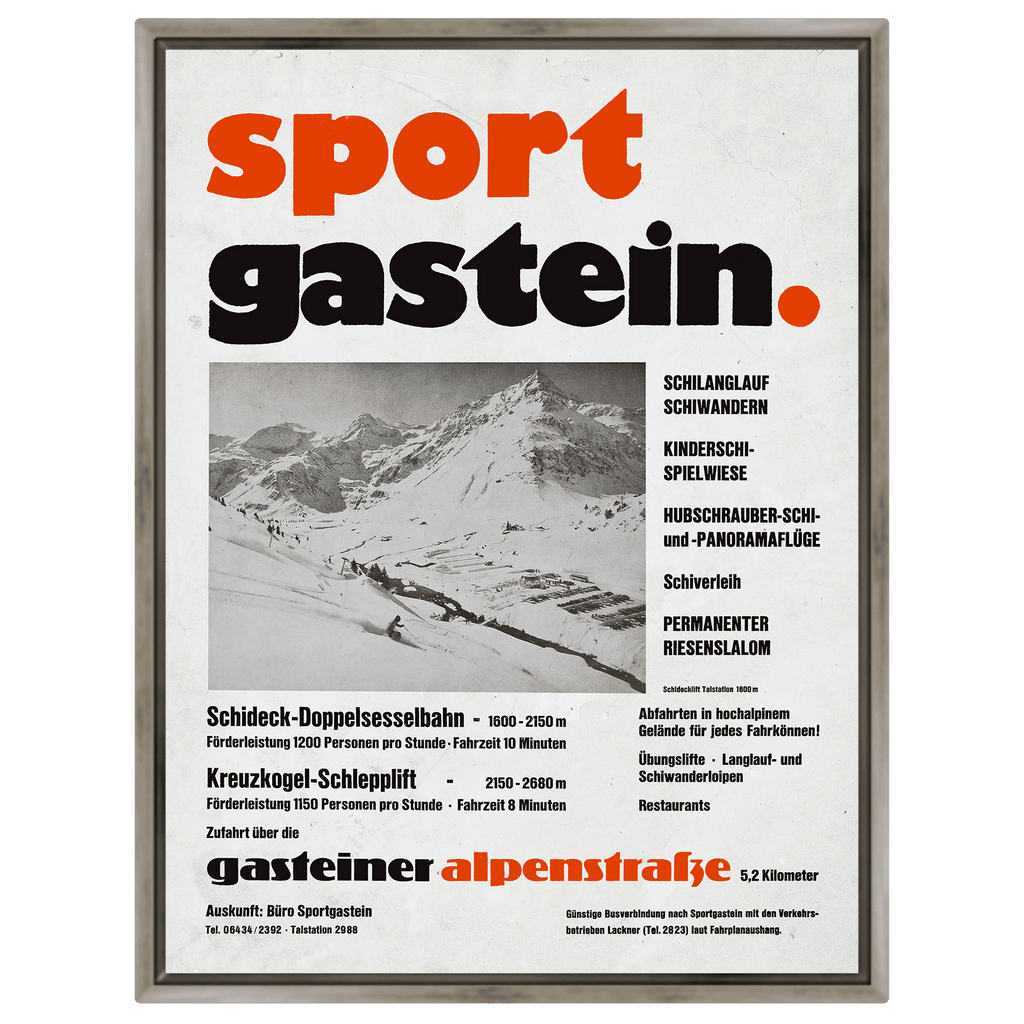 Sport Gastein – Retro 1970er Ski-Poster Leinwand