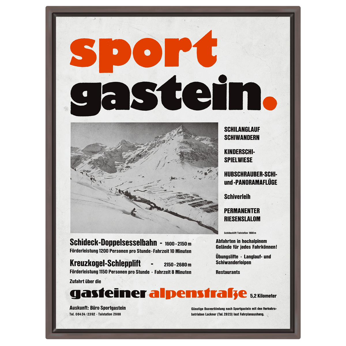 Sport Gastein – Retro 1970er Ski-Poster Leinwand